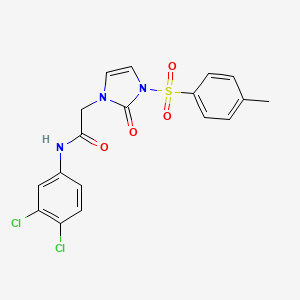 molecular formula C18H15Cl2N3O4S B2357926 N-(3,4-二氯苯基)-2-(2-氧代-3-甲苯磺酰基-2,3-二氢-1H-咪唑-1-基)乙酰胺 CAS No. 932514-38-0