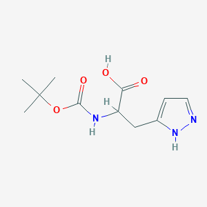 molecular formula C11H17N3O4 B2357933 2-{[(tert-butoxy)carbonyl]amino}-3-(1H-pyrazol-3-yl)propanoic acid CAS No. 146985-51-5