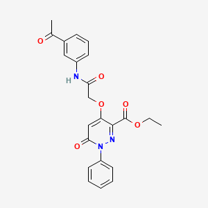 molecular formula C23H21N3O6 B2357942 Ethyl 4-(2-((3-acetylphenyl)amino)-2-oxoethoxy)-6-oxo-1-phenyl-1,6-dihydropyridazine-3-carboxylate CAS No. 899993-27-2