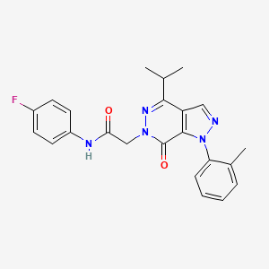 molecular formula C23H22FN5O2 B2357948 N-(4-fluorophenyl)-2-[1-(2-methylphenyl)-7-oxo-4-propan-2-ylpyrazolo[3,4-d]pyridazin-6-yl]acetamide CAS No. 955848-63-2