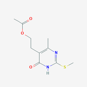 molecular formula C10H14N2O3S B2357954 2-[4-Methyl-2-(methylsulfanyl)-6-oxo-1,6-dihydro-5-pyrimidinyl]ethyl acetate CAS No. 178268-52-5