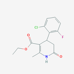 molecular formula C15H15ClFNO3 B2357972 Ethyl 4-(2-chloro-6-fluorophenyl)-2-methyl-6-oxo-1,4,5,6-tetrahydro-3-pyridinecarboxylate CAS No. 299920-90-4