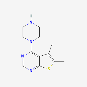 molecular formula C12H16N4S B2357974 5,6-Dimethyl-4-piperazinothieno[2,3-d]pyrimidine CAS No. 683274-62-6