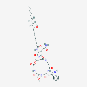 N-[6-(hydroxymethyl)-9-(1H-indol-3-ylmethyl)-17-methyl-2,5,8,11,15-pentaoxo-1-oxa-4,7,10,14-tetrazacycloheptadec-16-yl]-2-[[(10E,12E)-9-hydroxyoctadeca-10,12-dienoyl]amino]pentanediamide