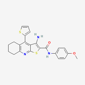 molecular formula C23H21N3O2S2 B2357993 3-amino-N-(4-methoxyphenyl)-4-(thiophen-2-yl)-5,6,7,8-tetrahydrothieno[2,3-b]quinoline-2-carboxamide CAS No. 383892-63-5