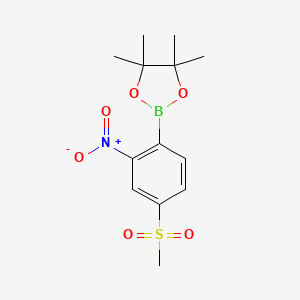 molecular formula C13H18BNO6S B2357996 2-(4-甲磺酰基-2-硝基苯基)-4,4,5,5-四甲基-1,3,2-二氧杂硼环己烷 CAS No. 2377610-64-3