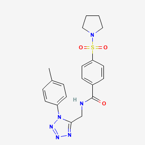 molecular formula C20H22N6O3S B2358004 4-(Pyrrolidin-1-ylsulfonyl)-N-((1-(p-Tolyl)-1H-tetrazol-5-yl)methyl)benzamid CAS No. 921074-46-6