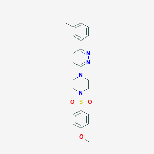 molecular formula C23H26N4O3S B2358012 3-(3,4-Dimethylphenyl)-6-(4-((4-methoxyphenyl)sulfonyl)piperazin-1-yl)pyridazine CAS No. 1021131-51-0