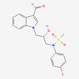 molecular formula C19H19FN2O4S B2358026 1-{3-[(4-Fluorophenyl)(methylsulfonyl)amino]-2-hydroxypropyl}indole-3-carbalde hyde CAS No. 871495-44-2