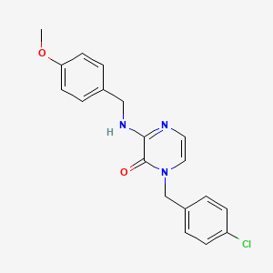molecular formula C19H18ClN3O2 B2358029 1-(4-chlorobenzyl)-3-((4-methoxybenzyl)amino)pyrazin-2(1H)-one CAS No. 941934-89-0