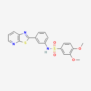 molecular formula C20H17N3O4S2 B2358030 3,4-dimethoxy-N-(3-(thiazolo[5,4-b]pyridin-2-yl)phenyl)benzenesulfonamide CAS No. 863594-78-9