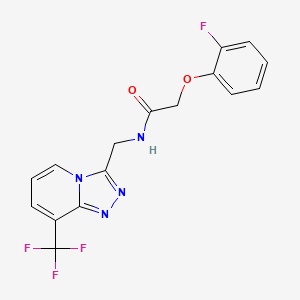 molecular formula C16H12F4N4O2 B2358032 2-(2-氟苯氧基)-N-((8-(三氟甲基)-[1,2,4]三唑并[4,3-a]吡啶-3-基)甲基)乙酰胺 CAS No. 2034374-19-9