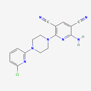 molecular formula C16H14ClN7 B2358036 2-Amino-6-[4-(6-chloro-2-pyridinyl)-1-piperazinyl]pyridine-3,5-dicarbonitrile CAS No. 339110-61-1