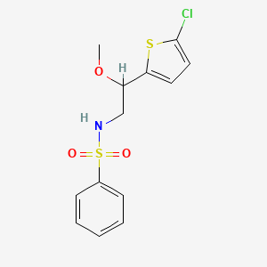 molecular formula C13H14ClNO3S2 B2358039 N-(2-(5-氯噻吩-2-基)-2-甲氧基乙基)苯磺酰胺 CAS No. 2034405-00-8