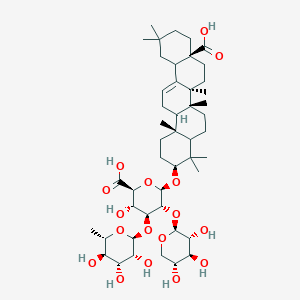 molecular formula C47H74O17 B2358043 NCGC00385193-01_C47H74O17_Olean-12-en-28-oic acid, 3-[[O-6-deoxy-alpha-L-mannopyranosyl-(1->3)-O-[beta-D-xylopyranosyl-(1->2)]-beta-D-glucopyranuronosyl]oxy]-, (3beta,5xi,9xi,18xi)- CAS No. 112614-10-5