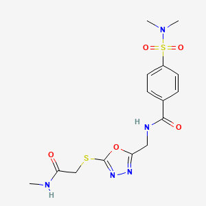 molecular formula C15H19N5O5S2 B2358086 4-(N,N-dimethylsulfamoyl)-N-((5-((2-(methylamino)-2-oxoethyl)thio)-1,3,4-oxadiazol-2-yl)methyl)benzamide CAS No. 903272-15-1