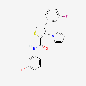 molecular formula C22H17FN2O2S B2358094 4-(3-氟苯基)-N-(3-甲氧基苯基)-3-(1H-吡咯-1-基)噻吩-2-甲酰胺 CAS No. 1251672-41-9