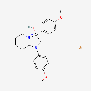 molecular formula C21H25BrN2O3 B2358097 1-(4-甲氧基苯基)-3-羟基-3-(4-甲氧基苯基)-2,3,5,6,7,8-六氢咪唑并[1,2-a]吡啶-1-鎓溴化物 CAS No. 1101746-37-5