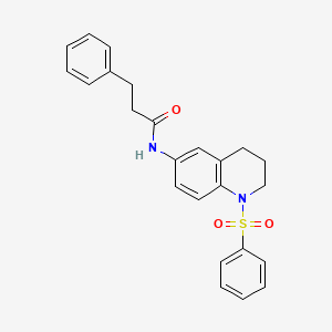 molecular formula C24H24N2O3S B2358100 N-[1-(benzenesulfonyl)-3,4-dihydro-2H-quinolin-6-yl]-3-phenylpropanamide CAS No. 942006-27-1