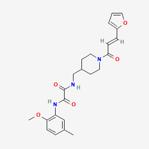molecular formula C23H27N3O5 B2358101 (E)-N1-((1-(3-(furan-2-yl)acryloyl)piperidin-4-yl)methyl)-N2-(2-methoxy-5-methylphenyl)oxalamide CAS No. 1235682-44-6