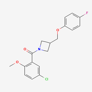 molecular formula C18H17ClFNO3 B2358104 (5-Chloro-2-methoxyphenyl)(3-((4-fluorophenoxy)methyl)azetidin-1-yl)methanone CAS No. 2034540-17-3
