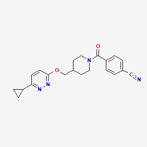 4-[4-[(6-Cyclopropylpyridazin-3-yl)oxymethyl]piperidine-1-carbonyl]benzonitrile