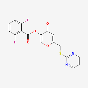 [4-Oxo-6-(pyrimidin-2-ylsulfanylmethyl)pyran-3-yl] 2,6-difluorobenzoate
