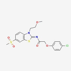 molecular formula C19H19ClN2O5S2 B2358115 2-(4-chlorophenoxy)-N-[3-(2-methoxyethyl)-6-methylsulfonyl-1,3-benzothiazol-2-ylidene]acetamide CAS No. 864977-15-1