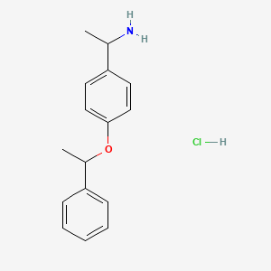 molecular formula C16H20ClNO B2358121 1-[4-(1-Phenylethoxy)phenyl]ethan-1-amine hydrochloride CAS No. 1955554-76-3