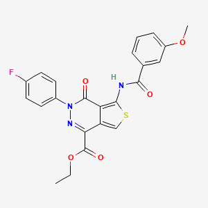 molecular formula C23H18FN3O5S B2358128 3-(4-氟苯基)-5-[(3-甲氧基苯甲酰)氨基]-4-氧代噻吩并[3,4-d]嘧啶-1-羧酸乙酯 CAS No. 851949-13-8