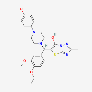 molecular formula C26H31N5O4S B2358137 5-((4-乙氧基-3-甲氧基苯基)(4-(4-甲氧基苯基)哌嗪-1-基)甲基)-2-甲基噻唑并[3,2-b][1,2,4]三唑-6-醇 CAS No. 869344-32-1