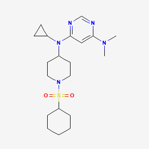 4-N-(1-Cyclohexylsulfonylpiperidin-4-yl)-4-N-cyclopropyl-6-N,6-N-dimethylpyrimidine-4,6-diamine