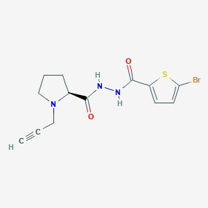 molecular formula C13H14BrN3O2S B2358144 (2S)-N'-(5-bromothiophene-2-carbonyl)-1-(prop-2-yn-1-yl)pyrrolidine-2-carbohydrazide CAS No. 1376450-88-2