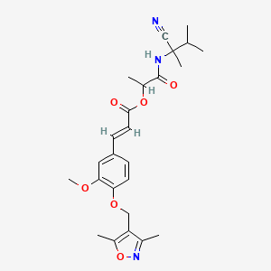 [1-[(2-Cyano-3-methylbutan-2-yl)amino]-1-oxopropan-2-yl] (E)-3-[4-[(3,5-dimethyl-1,2-oxazol-4-yl)methoxy]-3-methoxyphenyl]prop-2-enoate