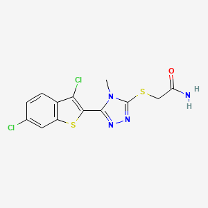 2-((5-(3,6-dichlorobenzo[b]thiophen-2-yl)-4-methyl-4H-1,2,4-triazol-3-yl)thio)acetamide