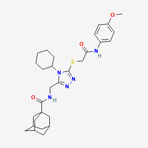 molecular formula C29H39N5O3S B2358177 N-[[4-cyclohexyl-5-[2-(4-methoxyanilino)-2-oxoethyl]sulfanyl-1,2,4-triazol-3-yl]methyl]adamantane-1-carboxamide CAS No. 477304-39-5