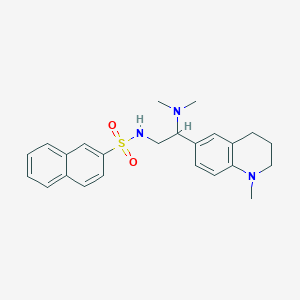 molecular formula C24H29N3O2S B2358182 N-(2-(dimethylamino)-2-(1-methyl-1,2,3,4-tetrahydroquinolin-6-yl)ethyl)naphthalene-2-sulfonamide CAS No. 946342-41-2