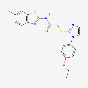 molecular formula C21H20N4O2S2 B2358185 N-(6-metilbenzo[d]tiazol-2-il)-2-((1-(4-etoxi fenil)-1H-imidazol-2-il)tio)acetamida CAS No. 688336-45-0