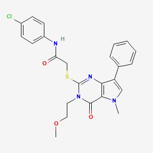 molecular formula C24H23ClN4O3S B2358186 N-(4-氯苯基)-2-((3-(2-甲氧基乙基)-5-甲基-4-氧代-7-苯基-4,5-二氢-3H-吡咯并[3,2-d]嘧啶-2-基)硫代)乙酰胺 CAS No. 1111960-53-2