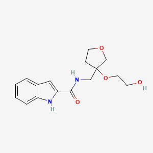 molecular formula C16H20N2O4 B2358189 N-((3-(2-hydroxyethoxy)tetrahydrofuran-3-yl)methyl)-1H-indole-2-carboxamide CAS No. 2310097-45-9