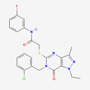 molecular formula C23H21ClFN5O2S B2358192 2-((6-(2-氯苄基)-1-乙基-3-甲基-7-氧代-6,7-二氢-1H-吡唑并[4,3-d]嘧啶-5-基)硫代)-N-(3-氟苯基)乙酰胺 CAS No. 1359130-63-4