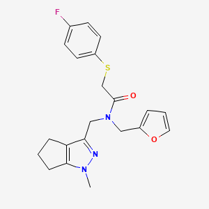 2-((4-fluorophenyl)thio)-N-(furan-2-ylmethyl)-N-((1-methyl-1,4,5,6-tetrahydrocyclopenta[c]pyrazol-3-yl)methyl)acetamide