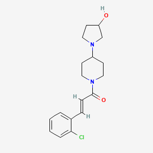 molecular formula C18H23ClN2O2 B2358220 (E)-3-(2-chlorophenyl)-1-(4-(3-hydroxypyrrolidin-1-yl)piperidin-1-yl)prop-2-en-1-one CAS No. 2035004-95-4