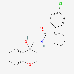 molecular formula C22H24ClNO3 B2358221 1-(4-chlorophenyl)-N-((4-hydroxychroman-4-yl)methyl)cyclopentanecarboxamide CAS No. 1396853-54-5