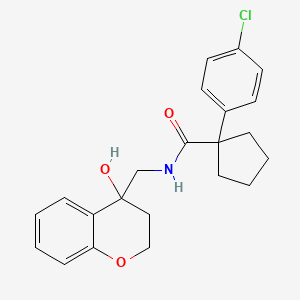 molecular formula C22H24ClNO3 B2358221 1-(4-氯苯基)-N-((4-羟基色满-4-基)甲基)环戊烷甲酰胺 CAS No. 1396853-54-5