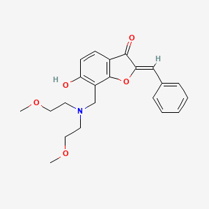 molecular formula C22H25NO5 B2358227 (Z)-2-benzylidene-7-((bis(2-methoxyethyl)amino)methyl)-6-hydroxybenzofuran-3(2H)-one CAS No. 896595-07-6