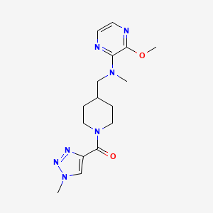 molecular formula C16H23N7O2 B2358232 [4-[[(3-Methoxypyrazin-2-yl)-methylamino]methyl]piperidin-1-yl]-(1-methyltriazol-4-yl)methanone CAS No. 2415585-06-5