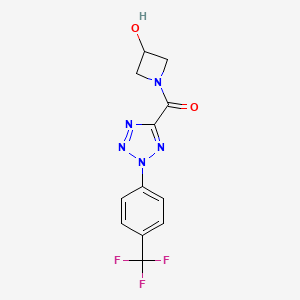 molecular formula C12H10F3N5O2 B2358246 (3-羟基氮杂环丁-1-基)(2-(4-(三氟甲基)苯基)-2H-四唑-5-基)甲酮 CAS No. 1396844-80-6