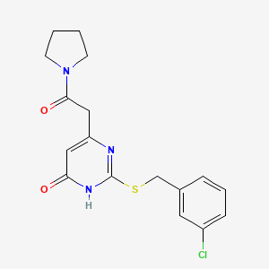 molecular formula C17H18ClN3O2S B2358248 2-((3-chlorobenzyl)thio)-6-(2-oxo-2-(pyrrolidin-1-yl)ethyl)pyrimidin-4(3H)-one CAS No. 1105212-00-7