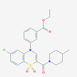molecular formula C24H25ClN2O5S B2358252 ethyl 3-(6-chloro-2-(4-methylpiperidine-1-carbonyl)-1,1-dioxido-4H-benzo[b][1,4]thiazin-4-yl)benzoate CAS No. 1251583-81-9